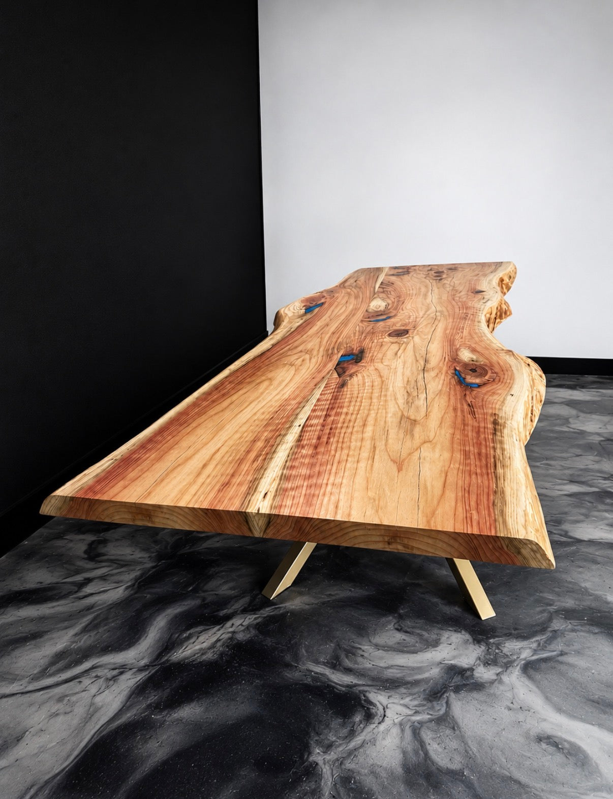 Curly Dawn Redwood Live Edge Table | Handcrafted Wood Table