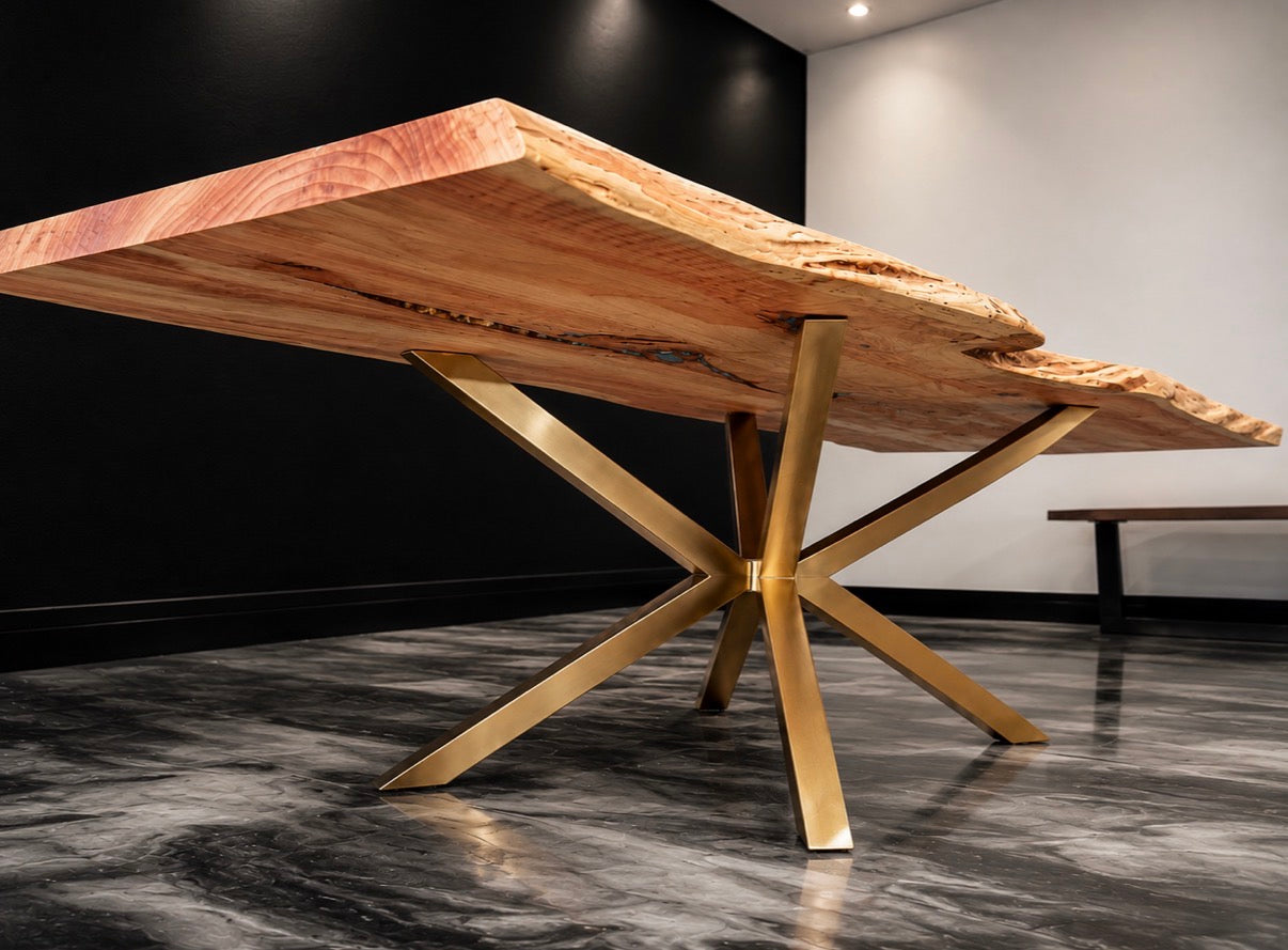 Curly Dawn Redwood Live Edge Table | Handcrafted Wood Table