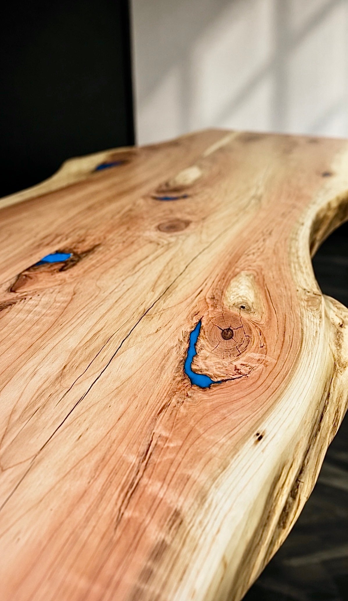 Curly Dawn Redwood Live Edge Table | Handcrafted Wood Table