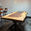 Two-Tone Live Edge Dining Table – Black Walnut & Curly Maple