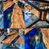 Midnight River | 12-Foot Spalted Maple & Blue Epoxy River Table – WOODBROS