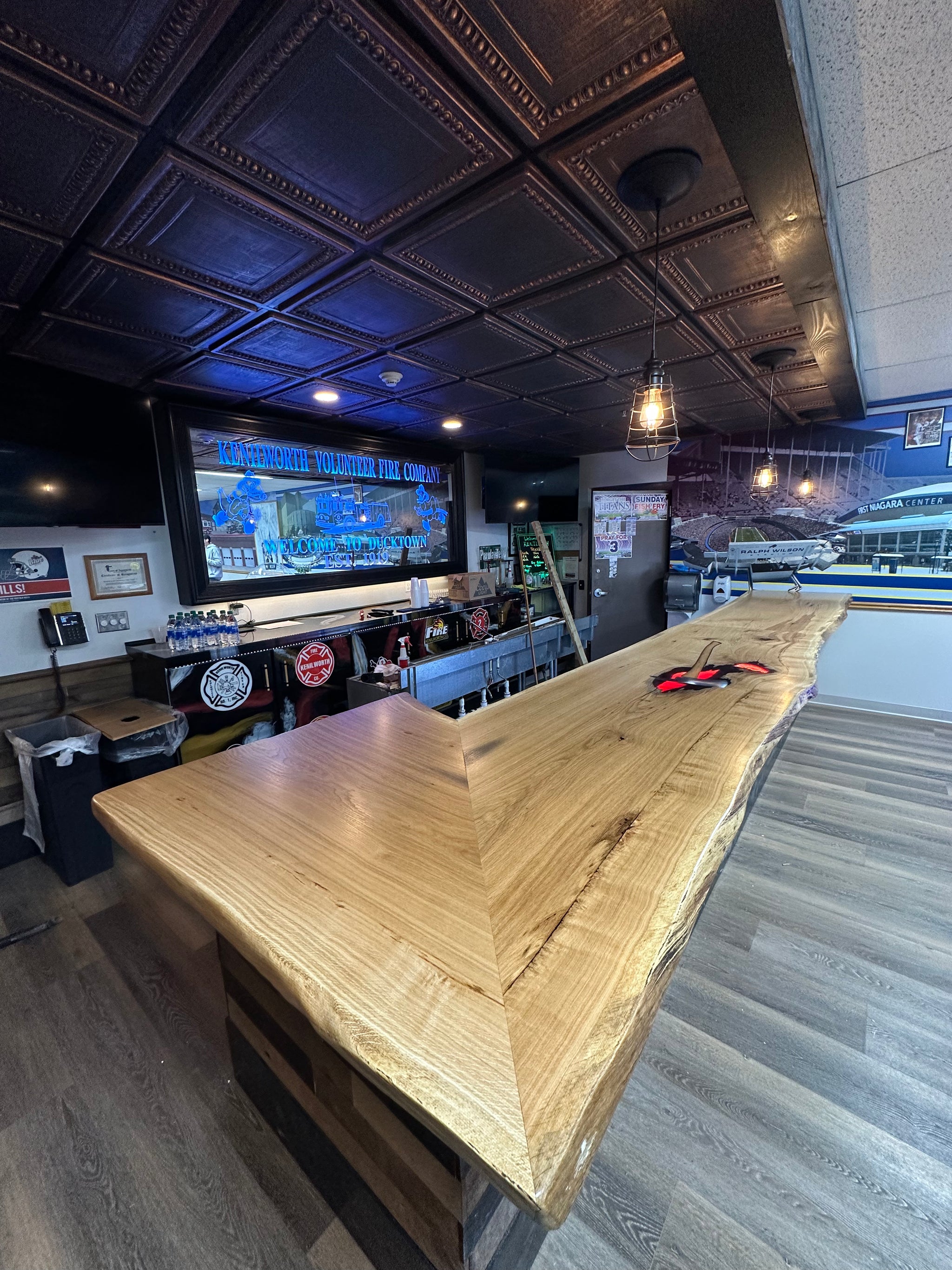 FIREHALL EPOXY BAR TABLE WITH AXE