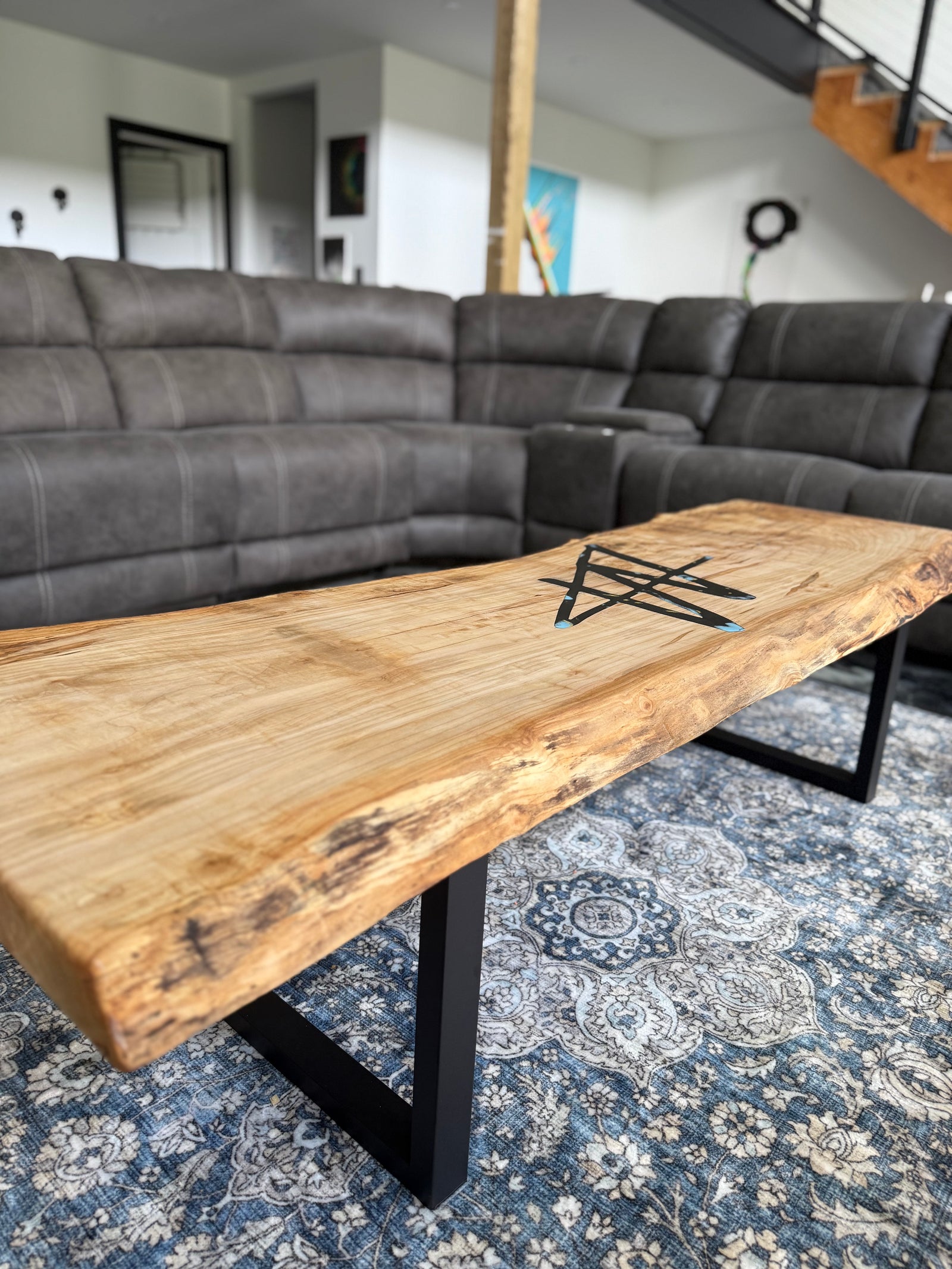 CUSTOM TABLE WITH EPOXY LOGO