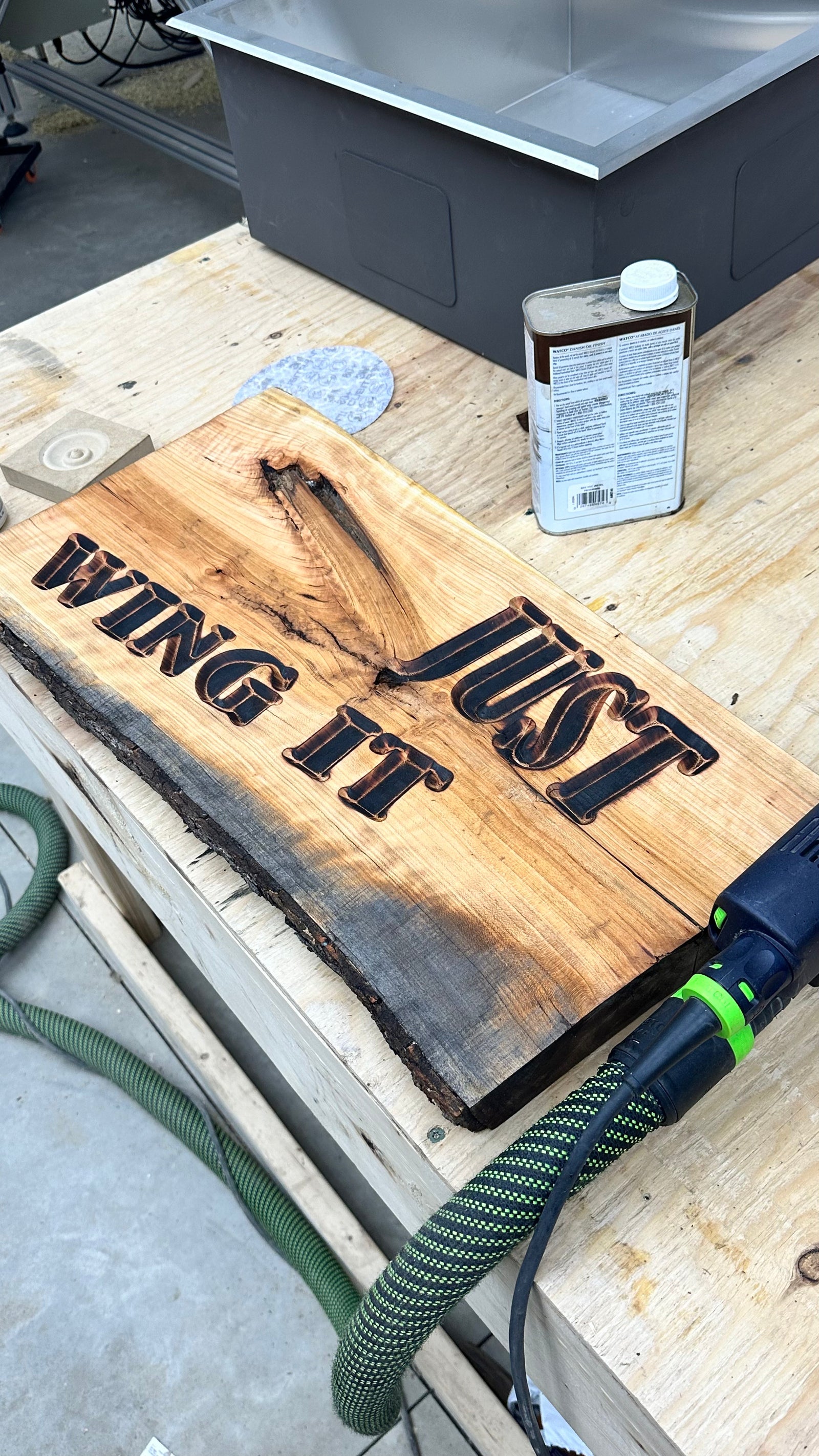 CUSTOME CNC "JUST WING IT" RETAIL SIGN