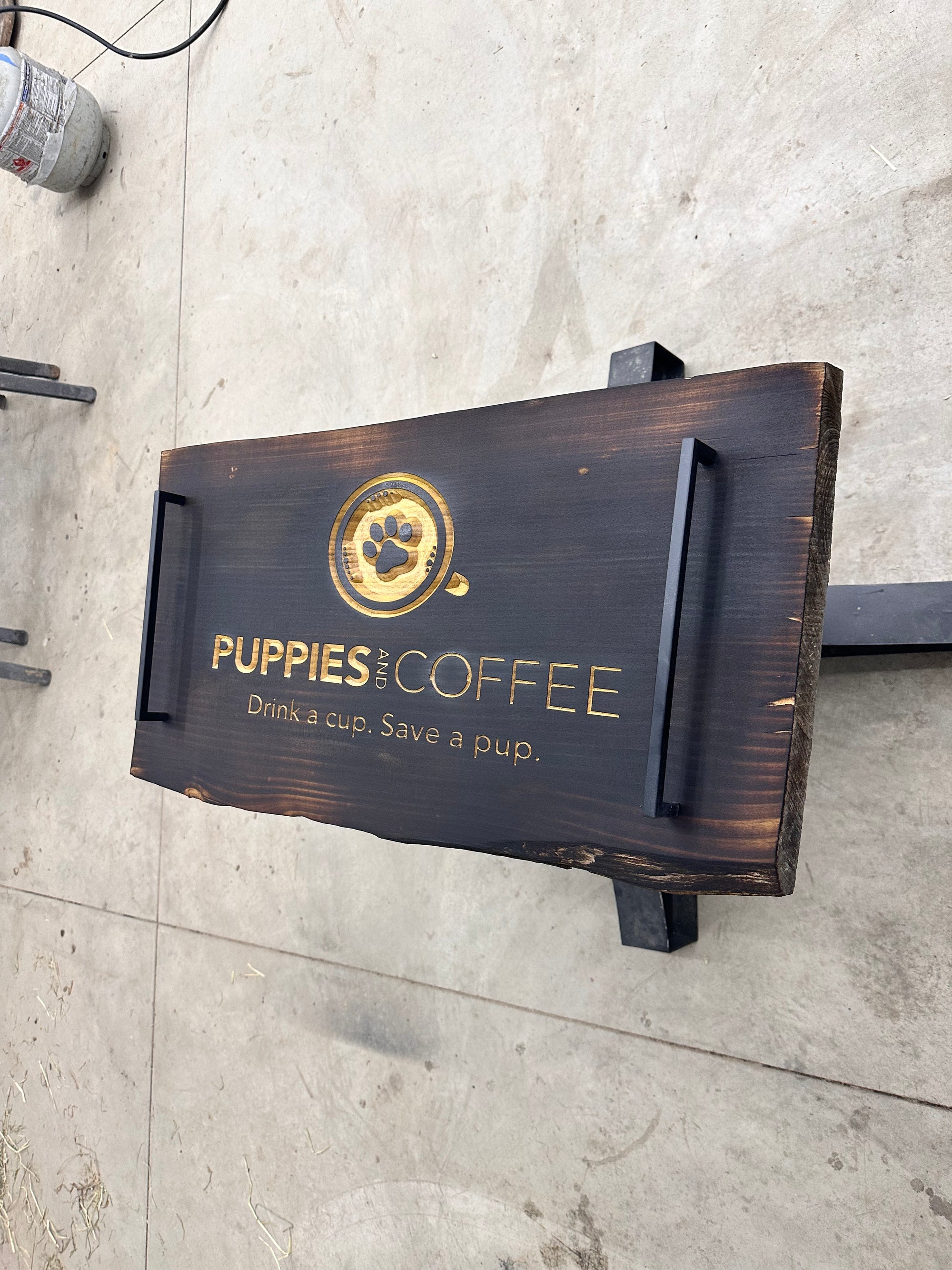 CUSTOME CNC BURNT "PUPPIES & COFFEE" CHARCUTERIE BOARD